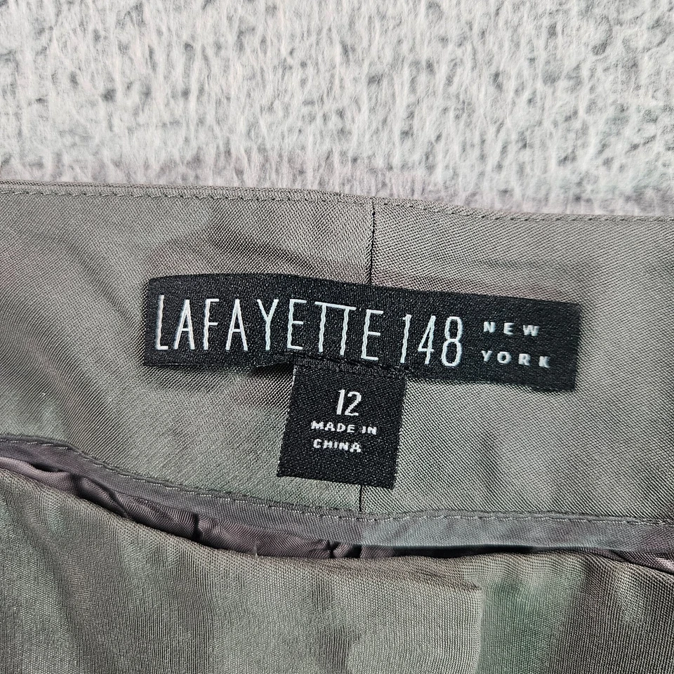 Pantalones de vestir Lafayette 148 para mujer talla 12 pierna ancha forrados gris verdoso Foto 3 de 4
