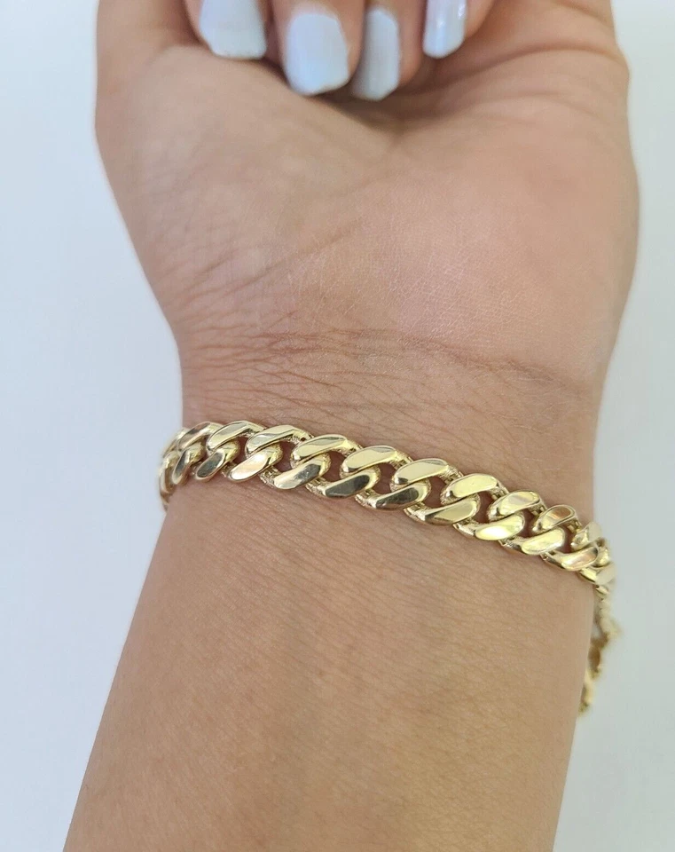 Pulsera Real 10K Royal Monaco Oro Amarillo 7" Cierre Caja 7mm Genuino Unisex Foto 4 de 4