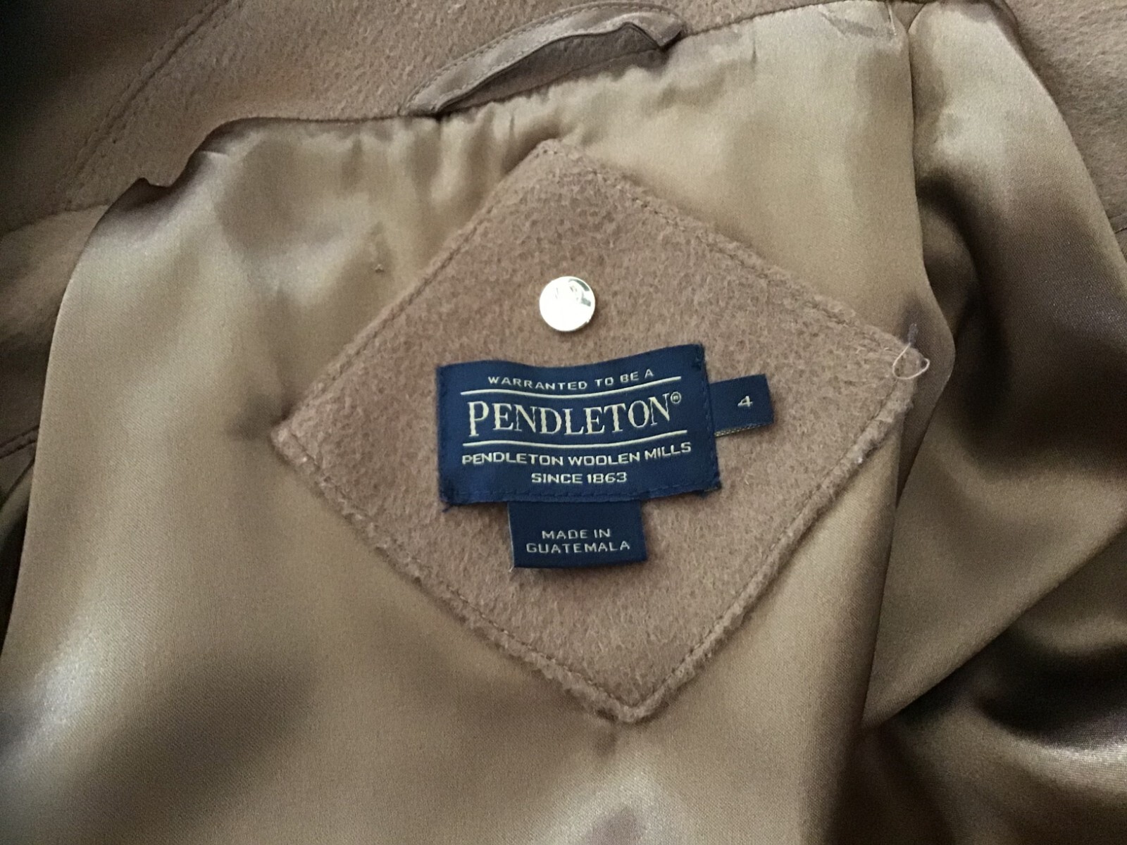 Pendleton Long Wool Coat Light Brown with Blue & … - image 2