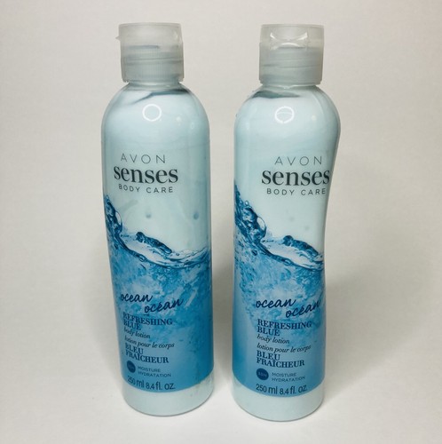 2 Avon Senses Body Care Ocean Refreshing Blue Body Lotion 8.4 oz/250 mL NEW