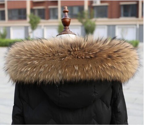 100% Real fur Scarf real raccoon fur collar wrap hood trim for DIY jacket collar - Picture 4 of 19