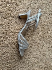 Nina New York Evening Sandals. Size 5.5, new with box, silver, strappy