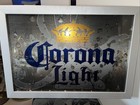 Corona Light Beer Sign/Mirror Reflective Glass Metallic Silver Frame 26 X 19