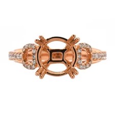 8mm Round Semi Mount Ring 925 Silver Rose Plated Solitaire Accents Women Ring