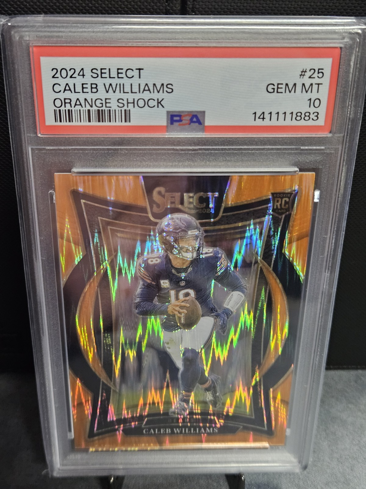 2024 Panini Select Caleb Williams /499 PSA 10 Concourse #25 Orange Shock RC view 3