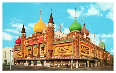 Mitchell SD South Dakota The Corn Palace 1965 Bird's-Eye View Chrome Postcard