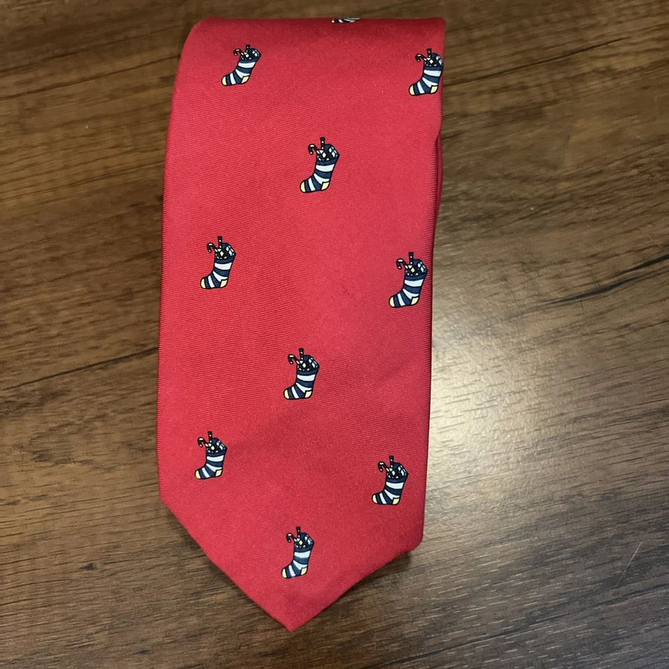Corbata de seda roja de colección Brooks Brothers Makers para hombre medias navideñas hechas en EE. UU. Foto 3 de 4