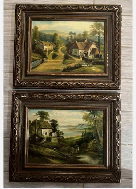 Vintage painting by N Willis Pryce Oil on Board 'England 1944