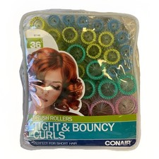 NEW Conair Brush Rollers Tight  Bouncy Curls Brush Hair Rollers, Short, NIB