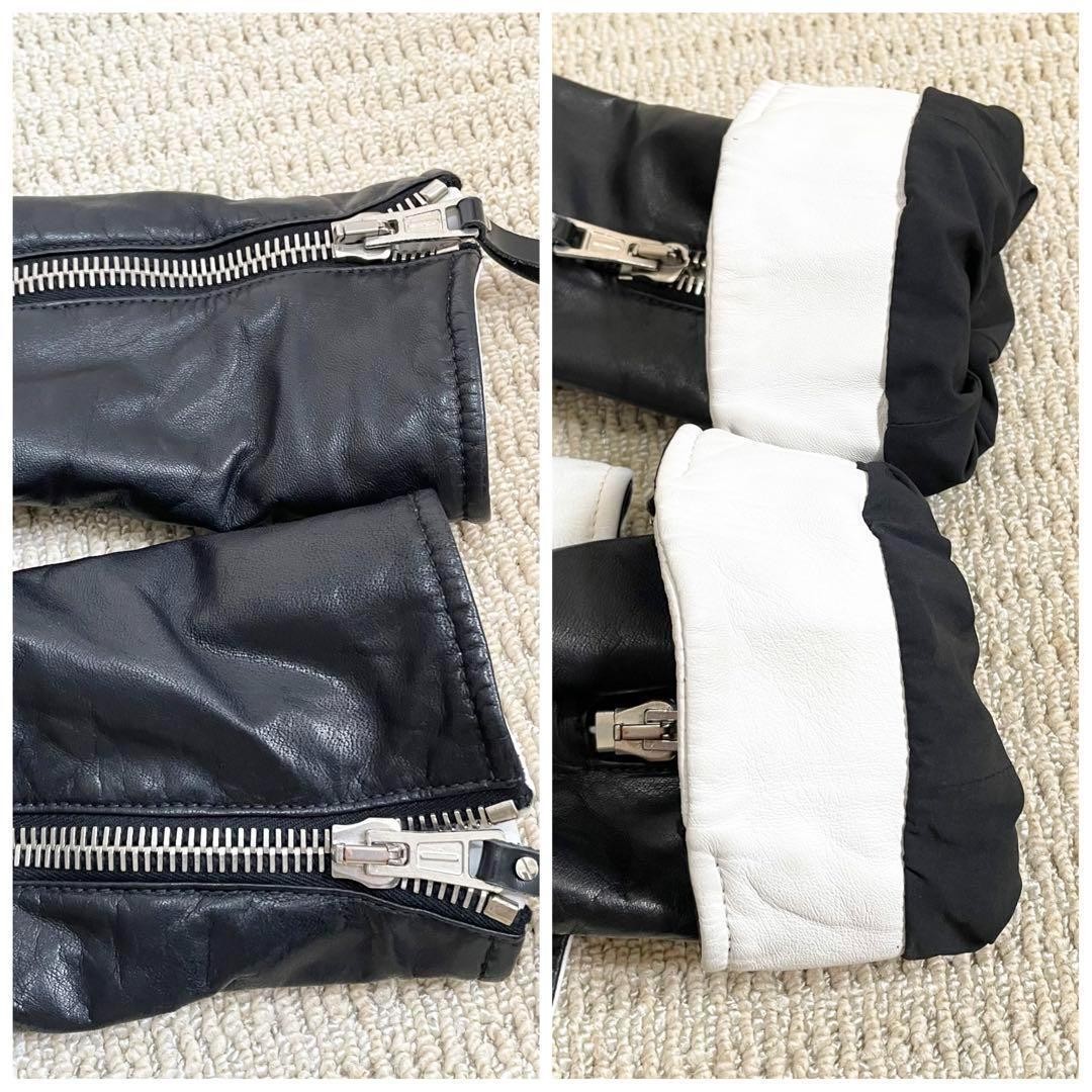 USED BALENCIAGA LAMBSKIN DOUBLE RIDER JACKET BLACK AND WHITE GOOD thumbnail 9