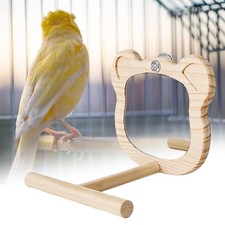 Wood Bird Mirror with Perch Stand Parrot Interactive Play Toy