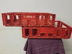 2- Vintage Coca Cola Plastic Crate Stackable 18" x 12" Coke Tray Carrier Red