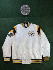 Men's Starter Pittsburgh Steelers Satin Full-Snap Varsity Jacket Sz L DEFECT