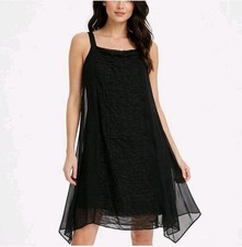 Eileen Fisher Silk Chiffon Ribbons Textured Frayed Dress Size XS