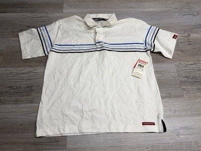 Vintage Quiksilver Kids Polo Shirt Striped Surfer Skater Grunge NWT Size 7 White