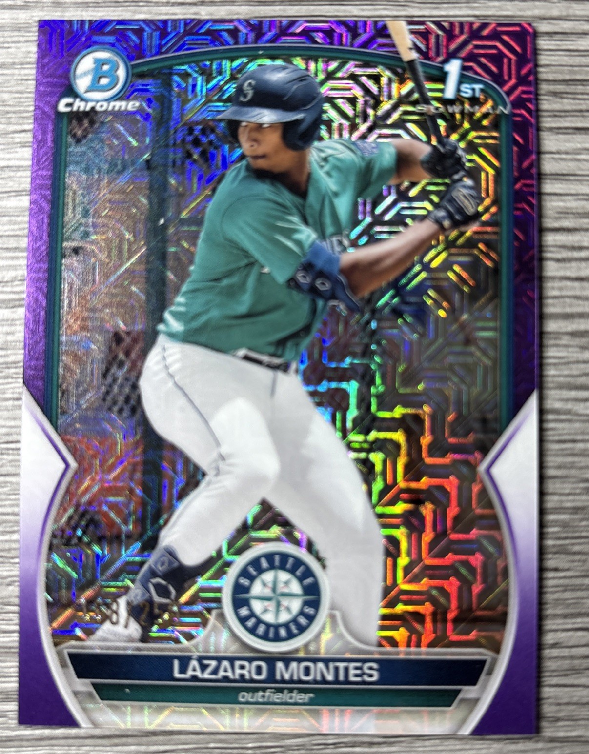 2023 BOWMAN CHROME 1ST LAZARO MONTES Mariners Purple MOJO REFRACTOR RC #ED/250