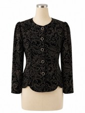 Vintage R K Evening Blazer Womens 8 Black Gold Metallic Paisley Sparkle USA