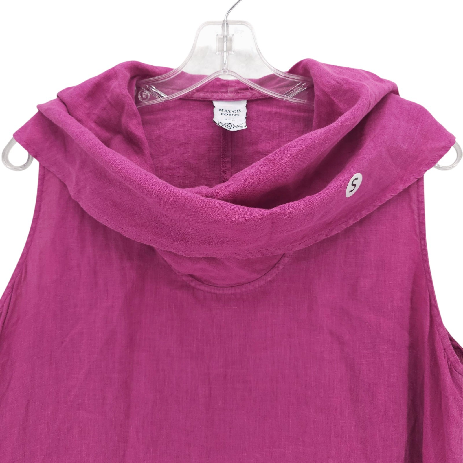 MATCH POINT Pink 100% Linen Cowl Neck Tunic Top HLT467 Lagenlook SMALL