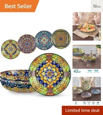 Luxurious 42 oz Bohemian Ceramic Serving Bowls - Stylish & Functional Set of 4