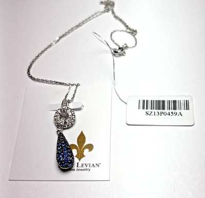 SUZY LEVIAN SZ13P0459A SAPHIRE/DIAMANT STERLINGSILBER 18K GOLD HALSKETTE - B/O