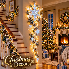 Giant Snowflake Blizzard Light Christmas Wall Hanging Holiday Home Decor 2026