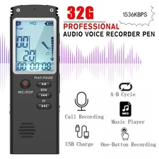 32G Mini Voice Activated Digital Sound Audio Recorder Dictaphone MP3 Player