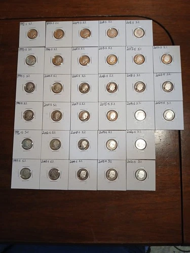 1992 - 2024 S Silver Proof Roosevelt Dime Set Proof-33 Dimes 90% Silver