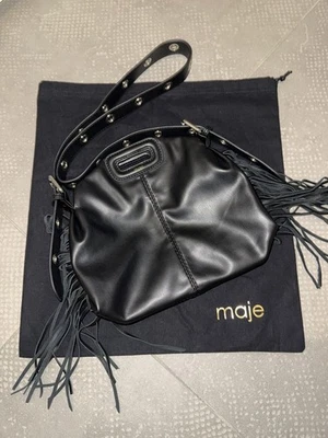 Sac MAJE Miss M Mini en cuir noir - Photo 1/4