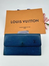 Portefeuille vintage Louis Vuitton Iris en cuir épi bleu