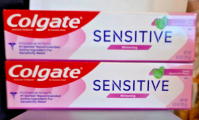2-Pack Colgate Sensitive Toothpaste WHITENING Fresh Mint Gel 6oz Exp 03/28