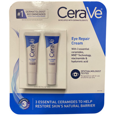 CeraVe Eye Repair Cream for Dark Circles & Puffiness, .5 oz, 2pk