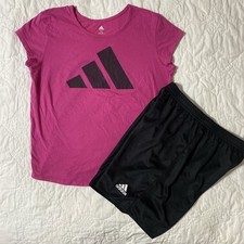 Girl's adidas Soccer Shorts  T-Shirt Outfit Set, XL 16 