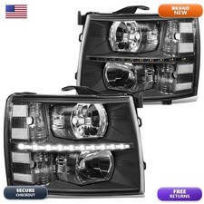DNA MOTORING HL-LED-CSIL07-BK-CL1 DRL Headlights 07-13 Chevy Silverado 1500