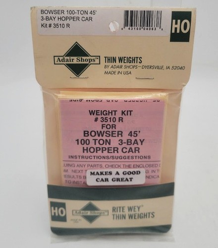 Kit de pesas a escala Adair Shops 3510 R HO Bowser 100 toneladas 45' 3 bahías tolva coche | Condition: New