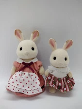 CALICO CRITTERS Epoch 2pc Chocolate Hopscotch Rabbit Mom Girl Family set lot