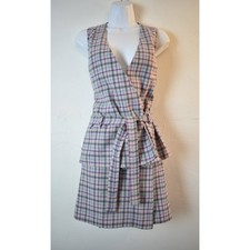 VTG 1970s Young Pendleton Wool Plaid Vest and Skirt, Two Piece Set Purple Blue