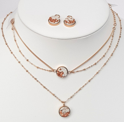Concrete Jungle Schmuckset-White Rose - Kette, Armband,Ohranhänger-Betonschmuck