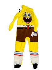 Nickelodeon SpongeBob SquarePants Kids Hooded Fleece One Piece Pajama Yellow