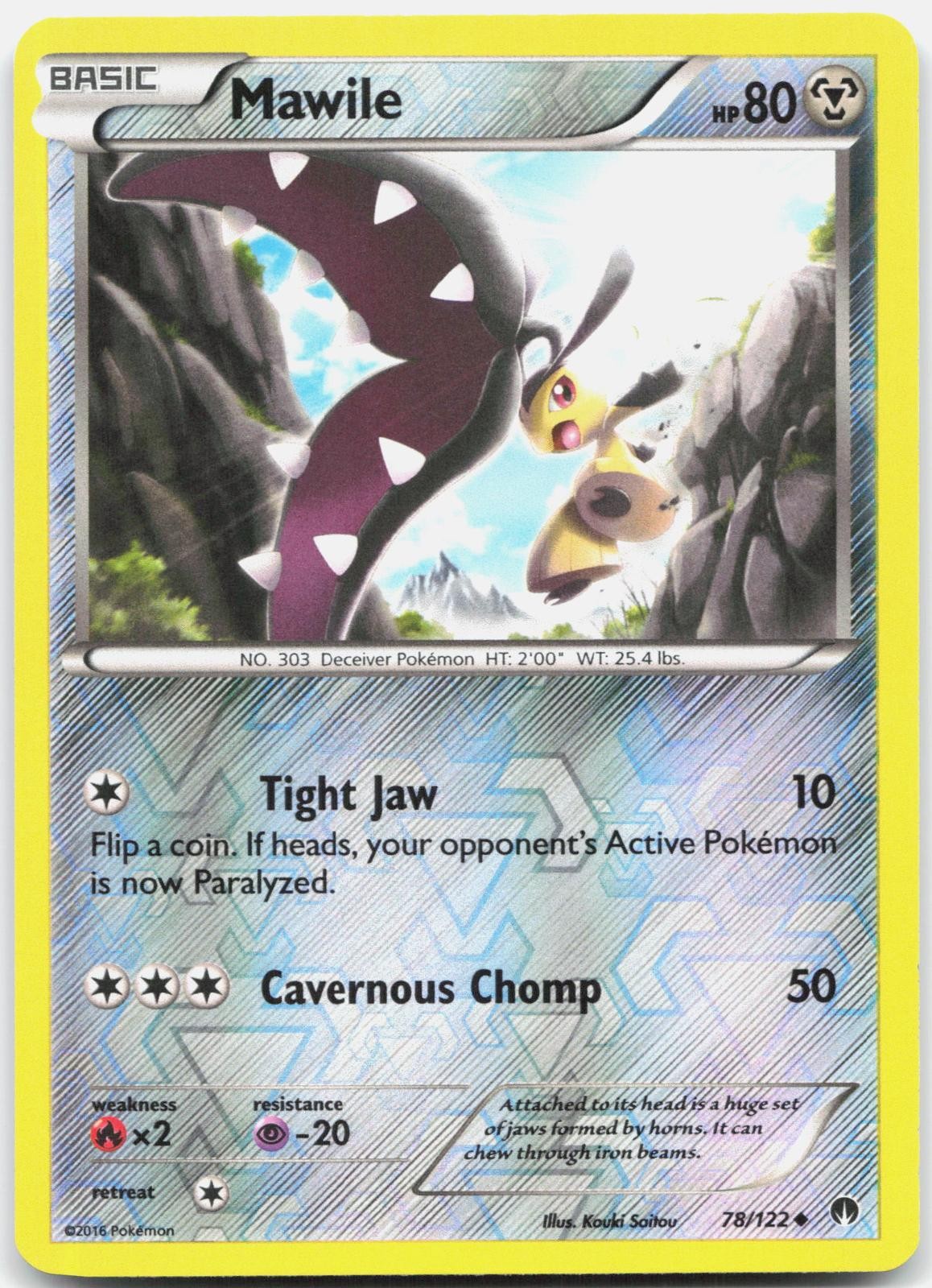 Mawile 78/122 Uncommon BREAKpoint Pokemon Reverse Holo Near Mint