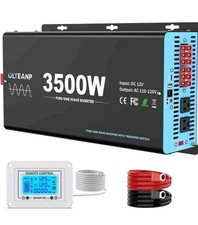 3500W Pure Sine Wave Inverter with Transfer Switch, 12V DC to 120V AC Convert...