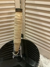 Vintage Wooden Yarn Thread Bobbin Wool Spool Spindle Off White Yarn