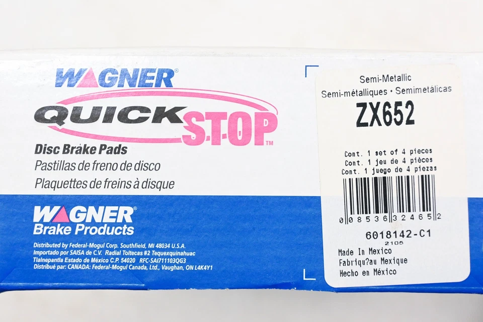 Kit de pastilhas de freio a disco Wagner ZX652 NOVO NA CAIXA - Imagem 3 de 3