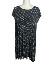 Karen Kane XL Black White Polka Dot Shift Sheath Stretchy Dress Preppy City Chic