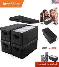 Elegant Black CD Storage Boxes Set of 4 - Organize Your Media Collection