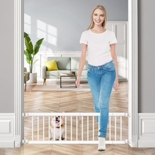 Fldofaves Dog Gate - 18"-45" Adjustable Extra Wide Metal Baby Gate to Step Over,