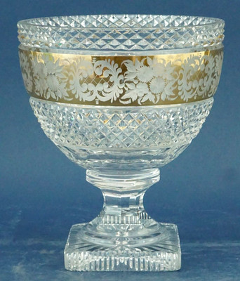 VAL SAINT LAMBERT Belgische Kristallvase,Goldverzierungen, 1900, ähnlich BOHEMIA