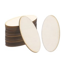 80x40x2mm Wood Pieces, 30 Pack Unfinished Oval Wood Shapes Wooden Cutouts