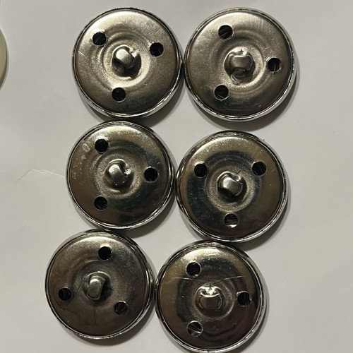 Set of 6 Large Hollow Silvertone Buttons w/ Ornate Gaelic Black Relief Pattern - Picture 4 of 5