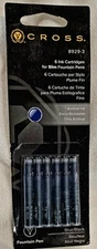 CROSS 8929-3, Six Ink Cartridges for Slim Fountain Pens, New FREE SHIPPING