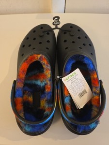 MEN\'S CROCS BLACK/MULTI CLASSIC FAUX FUR LINED SPRAY DYE CLOG OUTDOOR Sz 12 NWT Crocs Men main image 2